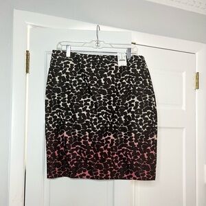 J. Crew 100% Linen Black, White and Pink Ombré Business Casual Pencil Skirt